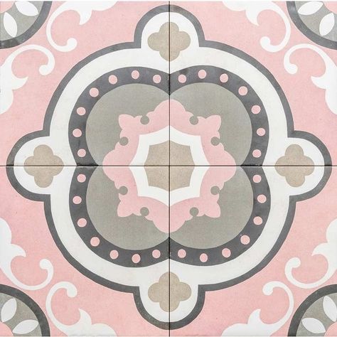 The Tile Life Art Deco 8" x 8" Pink Porcelain Tile Flooring and Wall - Bed Bath & Beyond - 37630974 Pink Bathroom Floor, Pink Bathroom Tiles, Porcelain Tile Flooring, Kitchen Mudroom, Outdoor Porcelain Tile, White Porcelain Tile, Art Deco Rose, Pink Floor, Encaustic Tiles