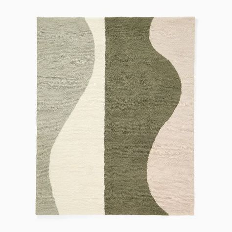 Area Rug Playful Patterns | West Elm Wool Shag Rug, Minimalist Living Room Decor, Modern Wool Rugs, Furniture Trends, Custom Size Rugs, Kitchen Mirror, Minimalist Living, Key Details, Wave Pattern