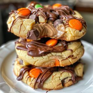 Gooey Reese’s Cheesecake Cookies Gooey Reeses Cheesecake Cookies, Peanut Butter Cheesecake Cookies, Reeses Cheesecake Cookies, Gooey Reese's Cheesecake Cookies, Gooey Reese’s Cheesecake Cookies, Cheesecake Reeses, Cheesecake Peanut Butter, New Orleans Beignets, Cookie Delight