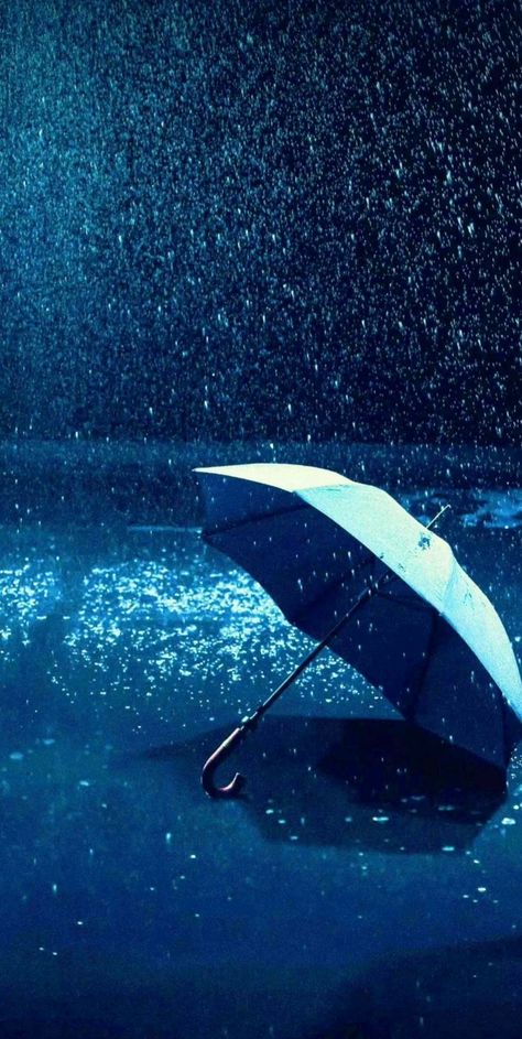 Umbrella Photography Rain Night Clouds Thunderstorm Lightening Lights Street Lights Rainy Day Pictures, Rain And Coffee, Rainy Day Aesthetic, Water Images, Rain Wallpapers, Blue Umbrella, Galaxy Wallpaper Iphone, Blue Pictures, Light Background Images