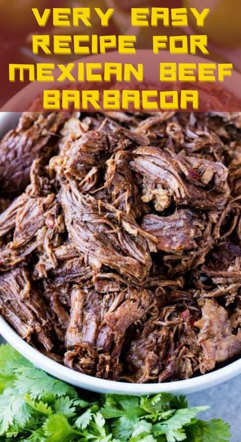 This easy recipe for Mexican Beef Barbacoa is full of authentic flavor and can be easily made in the oven, slow cooker, or an Instant Pot! Authentic Barbacoa Recipe, Mexican Barbacoa Recipe, Canned Beef Recipe, Beef Barbacoa Slow Cooker, Oven Roast Beef, Beef Barbacoa, Chuck Roast Recipes, Barbacoa Recipe, Mexican Beef