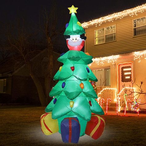 yofit 8 Ft Inflatable Christmas Tree with Pop up Santa & Gift Boxes, Blow up Decoration Xmas Tree with LED Lights, Perfect for Indoor Outdoor Yard Garden Lawn Holiday Party 10ft Christmas Tree, Inflatable Christmas Tree, Inflatable Christmas Decorations Outdoor, Tall Christmas Trees, Lighted Centerpieces, Christmas Inflatables, Led Christmas Lights, Color Changing Lights, Outdoor Holiday Decor