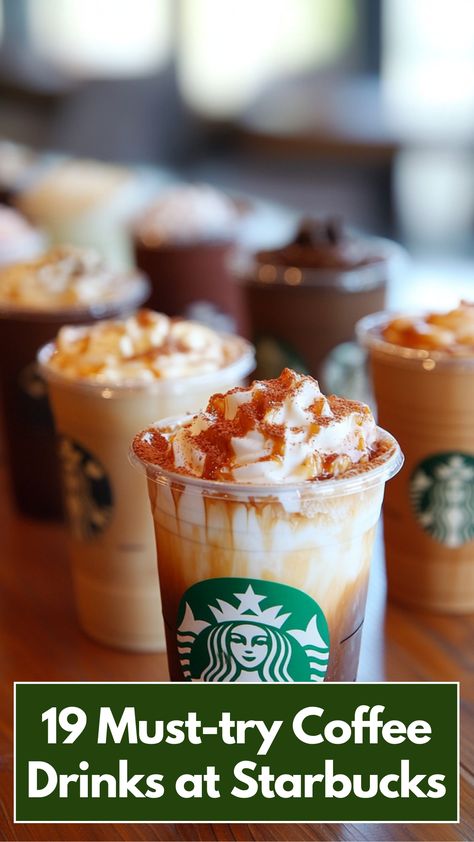 A lineup of Starbucks coffee drinks, featuring the Caramel Macchiato, Cold Brew, and various seasonal Frappuccinos, showcasing a variety of rich flavors and vibrant colors, inviting coffee lovers to explore popular Starbucks favorites. Espresso Frappuccino Starbucks, Starbucks Hazelnut Drinks, Best Hot Coffee At Starbucks, Hot Coffee Starbucks Orders, Coffee Drinks At Starbucks, Hot Starbucks Drinks, Starbucks Hot Coffee, Best Coffee Drinks, Espresso Beverages