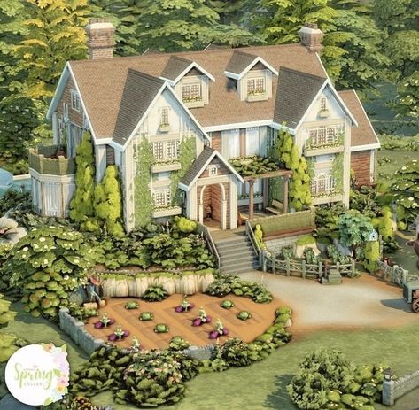 Sims 4 Cottage, Big Cottages, Sims 4 Houses Layout, Coming Back To Life, Minimalist Bloxburg, Large Cottage, Family Farmhouse, The Sims 4 Lots, Huge Family