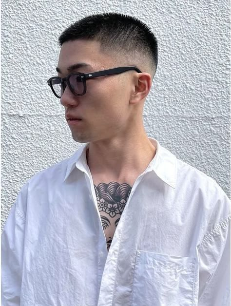 Asian Skin Fade Haircut, Asian Buzzcut Men, Asian Buzz Cut, Short Asian Haircut Men, Asian Men Short Hairstyle, Crew Cut Hair, Very Short Hair Men, Taper Fade Short Hair, Super Short Haircuts