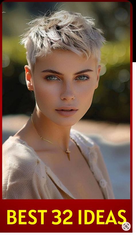 2024 Short Hair Trends, Undercuts For Women Short Haircuts, Bleached Pixie Cut, Short Edgy Pixie Haircut, Shaved Pixie Cut Edgy, Super Short Hair Styles, Pixy Cut, Pixie 2024, Short Gray Hairstyles