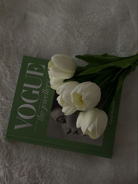 Vogue green coffee table book. White tulips. Home decor fashion. Amazon home finds. Green coffee table book. Vogue the jewellery book. Fashion aesthetic. Minimal style. Minimal home decor. White tulips. Spring fashion. Spring home decor. Beautiful Roses Flowers, Vinyl Aesthetic, Mint Green Aesthetic, Flowers Love, Baby Pink Aesthetic, Hello Kitty Iphone Wallpaper, Flower Therapy, White Tulips, Beautiful Bouquet Of Flowers