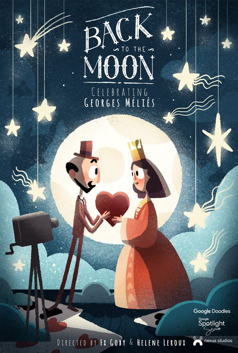 Back to the Moon — Nexus Studios Movie Doodle Art, Georges Melies, Poster Animation, Book Animation, Animation Poster, George Melies, Google Doodle, 동화 삽화, Desain Editorial