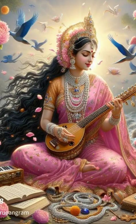 Mata Wallpaper, Mata Saraswati, Saraswati Mata, Maa Saraswati, Saraswati Goddess, Beautiful Love Images, Sanatana Dharma, Om Namah Shivay, Art Indian