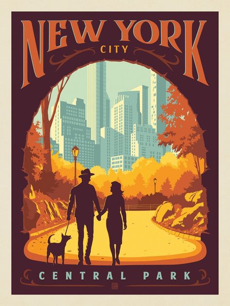 Vintage Central Park, New York Vintage Poster, Central Park Drawing, Central Park Illustration, Retro Postcards, New York Travel Poster, Nyc Poster, Retro Postcard, New York Central Park