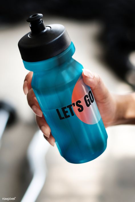 Hand holding a blue water bottle mockup | premium image by rawpixel.com / Teddy Rawpixel Water Bottle Mockup, Female Personal Trainer, Red Boxing Gloves, Blue Water Bottle, Cycling Water Bottle, Gym Water Bottle, Pink Filter, Cycling Photography, Balance Ball