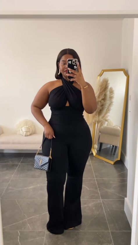 Cute Birthday Outfits Black Women Classy Plus Size, Plus Size Black Club Outfit, 25th Birthday Outfit Ideas Plus Size, Plus Size Black Outfits Classy, Graduation Outfit Ideas Plus Size Classy, Plus Size Boujee Outfits, Plus Size Heels Outfit, Day Party Outfit Black Women Plus Size, Plus Size Dressy Outfits Classy