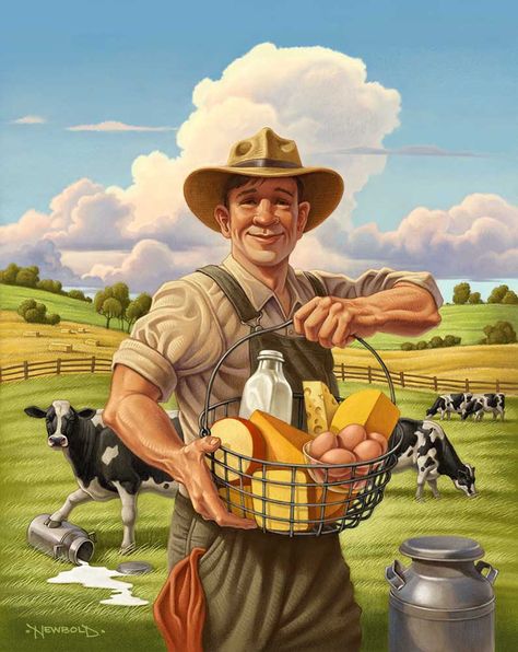 Farmer Painting Art, House Cartoon, Food Art Photography, Farm Art, Norman Rockwell, Painting Videos, Amazing Art Painting, Plein Air Paintings, Painting Kits