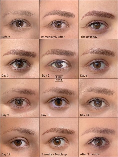 All About Nanoblading - Effects, Price, Before & After Microblading Eyebrows Training, Microblading Healing Process, Mircoblading Eyebrows, Tattoo Healing Process, Tattoo Healing, Eyebrow Before And After, Eyebrow Shading, Eyebrow Design, Permanent Makeup Eyebrows