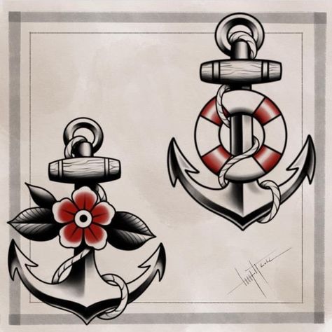 Anchor Tattoo Neo Traditional, Sailor Tattoo Design, Anchor Tattoo American Traditional, Trad Anchor Tattoo, Old School Tattoo Anchor, Sailor Tattoos Traditional, Nautical Traditional Tattoo, American Traditional Anchor, Old School Sailor Tattoo