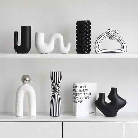 ❤️ FREE SHIPPING NOW! Monochrome Furniture, Scale Aesthetic, Modern Shelf Decor, Monochrome Home Decor, Scale Decor, Monochrome Kitchen, Monochrome Living, Kitchen Minimalist, Gray Minimalist