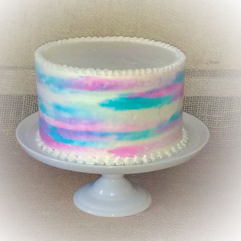 Watercolor Pink and Blue cake Pink Purple And Blue Cake Ideas, Pink Purple Teal Cake, Ombre Cake Ideas Birthday, Pink Purple And Blue Birthday Cake, Blue And Pink Birthday Theme, Pink And Blue Cake Ideas, Pink Purple Teal Birthday Cake, Pink And Teal Birthday Cake, Blue And Gold Desserts