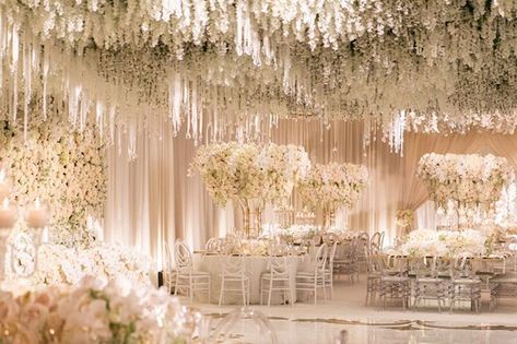 WOW wedding ideas and inspiration // see more at www.onefabday.com Flower Ceiling, Wedding Setup, Extravagant Wedding, All White Wedding, Luxury Wedding Venues, Wedding Goals, Fairytale Wedding, Wedding Reception Decorations, Wedding Planners