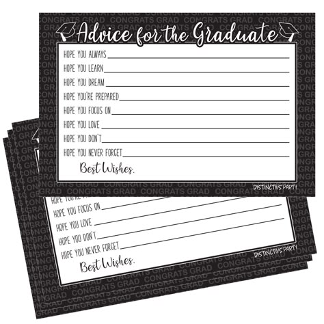 PRICES MAY VARY. 25 CARDS: graduation advice cards designed to match your black and white Class of 2024 senior graduation party decorations and accessories for high school or college. PRINTED on 4" x 6" with spacious lines for guests to write advice for the graduate. PARTY ACTIVITY: display as graduation table decorations at your party. Add to photo albums and scrapbooks as a graduation keepsake. These grad advice cards in black and white are the perfect way to include friends and family near an School Pictures Display, Graduation Advice Cards, Blue Graduation Party, Graduation Photo Booth Props, Advice For The Graduate, Graduation Table Decorations, Graduation Party Table, Graduation Keepsake, Outdoor Graduation Parties