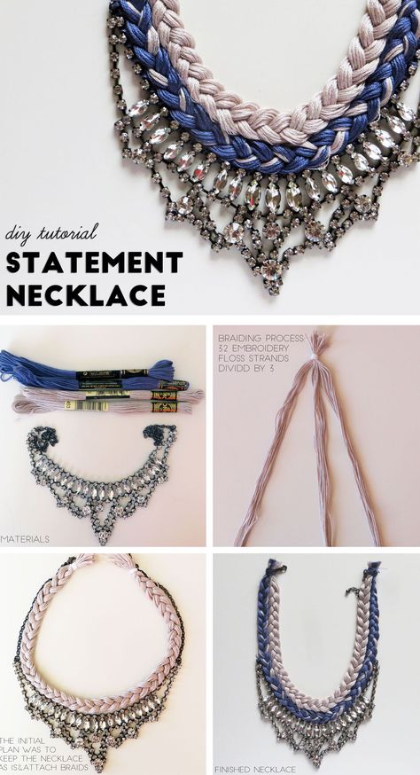 A simple DIY Statement necklace tutorial using a @forever21 necklace and @dmcreativeworld embroidery thread Crochet Statement Necklace, Diy Statement Jewelry, Diy Necklace Tutorial, Statement Necklace Diy, Statment Necklace, Horn Necklace Boho, Diy Statement Necklace, Diy Necklaces Tutorial, Double Horn Necklace