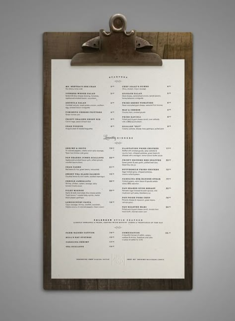 Art of the Menu: 50 Examples of Brilliant Menu Design - Airows Clipboard Menu Ideas, Rustic Restaurant Menu Design Ideas, Restaurant Menu Layout, Classic Menu Design Restaurants, Menu Design Ideas Restaurant, Rustic Menu Design, Classic Menu Design, Menu Layout Design, Restaurant Menu Design Ideas