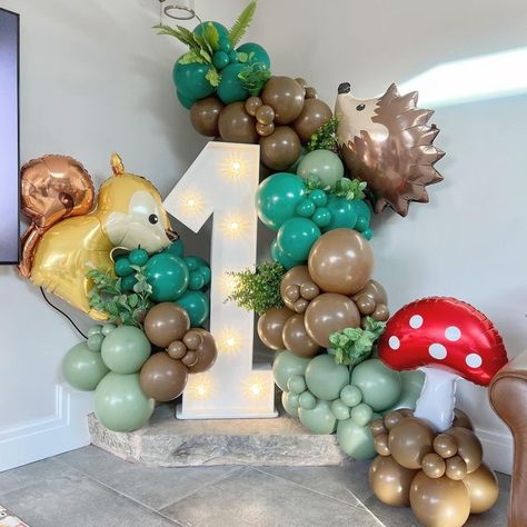 Woodland Balloon Arch, Woodland Balloons, 1st Birthday Balloons, Forest Birthday, Balloon Ideas, Woodland Birthday, Fully Booked, Christmas Balloons, We Are Back