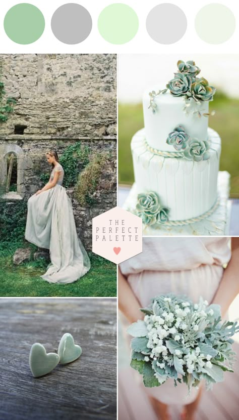 Grayed Jade Wedding Inspiration - www.theperfectpalette.com - Color Ideas for Weddings + Parties Grayed Jade, Mint Green Wedding, Jade Wedding, Wedding Mint Green, Green Themed Wedding, Jade Color, Wedding Color Inspiration, Wedding Colours, Sage Green Wedding