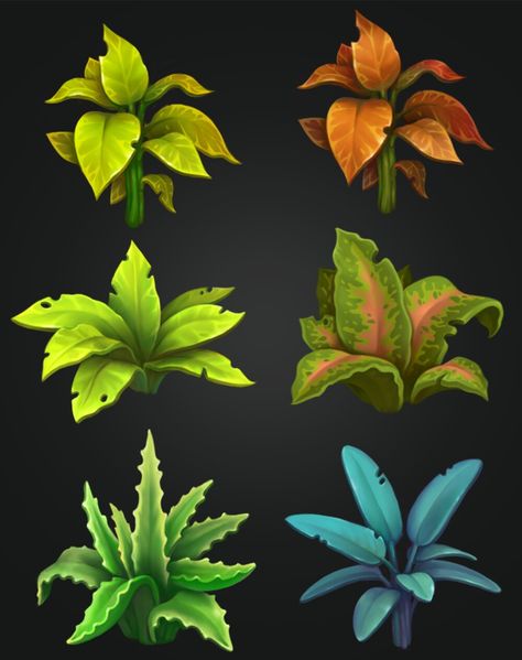 ArtStation - game assets Space Plants Concept Art, Foliage Concept Art, Stylized Game Art, Isometric Plants, Stylized Environment Concept Art, Game Assets Concept Art, Plant Concept Art, Leaf Digital Art, Stylized Plants