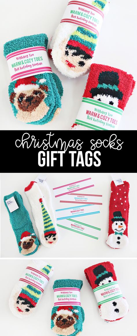 Christmas Socks Gift Tag Printable | Everyone wants to have warm and cozy toes this time of year. Why not give the gift of soft socks with our Free Printable Christmas Socks Gift Tag? Sock Gift, Socks Gift, Wrap Socks As A Gift, Sock Gift Tags Free Printable, Sock Gift Ideas, Cozy Socks Gift Ideas, Free Printable Christmas Tags, Cozy Socks Gift, Christmas Socks Gift