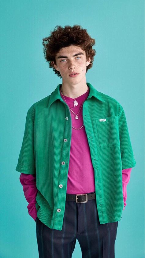 Bright Button Up Shirt, Colorful Men’s Outfits, Bright Mens Fashion, Mens Colorful Fashion, Colorful Masculine Outfits, Colorful Male Outfits, Colorful Masc Outfits, Colourful Outfits Men, Mens Fashion Colorful