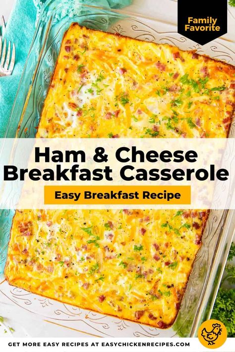 This ham, egg, and cheese casserole is the perfect easy recipe for weekend mornings! This breakfast casserole is filled with ham, egg, cheese, and hash browns, and can be made ahead of time! Ham Cheese Casserole, Ham Egg Bake, Egg And Cheese Breakfast Casserole, Ham And Cheese Breakfast Casserole, Ham And Hashbrown Casserole, Ham And Egg Casserole, Ham And Cheese Breakfast, Hash Brown Breakfast Casserole, Egg And Cheese Casserole