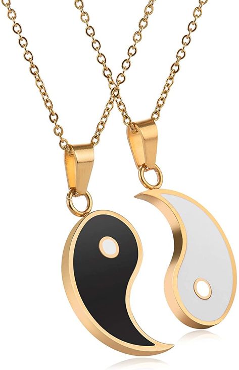 Amazon.com: Yin and Yang necklace, personalized engraved stainless steel gold-plated puzzle pendant jewelry, suitable for couples necklaces with adjustable chains : Clothing, Shoes & Jewelry Kalung Couple, Yin And Yang Necklace, Couple Chain, Yin Yang Fish, Couples Necklaces, Yin Yang Pattern, Yin Yang Bracelet, Yin Yang Necklace, Iphone Storage