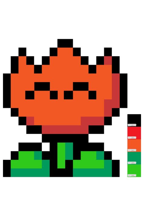 Fire Mario, Super Mario Fire Flower Template, Mario Fireball, Fire Flower Mario, Fire Sprite Art, Fire Flower, Super Mario World, 8 Bit, Graphic Image