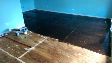 Staining Plywood, Stained Plywood Floors, Plywood Flooring Diy, Stained Plywood, Plywood Subfloor, Primitive Living, Diy Staining, Plywood Flooring, May 1st