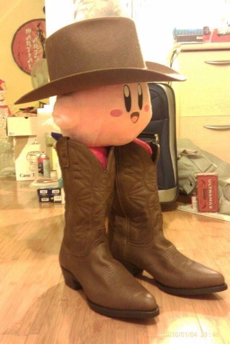 Cowboy Kirby | Kirby | Know Your Meme 2000s Scene, Smash Brothers, Super Smash Brothers, Know Your Meme, Cowboy Hat, Jojo Bizarre, Just For Laughs Videos, Jojo's Bizarre Adventure, Kirby