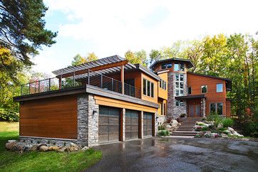 Deck Over Garage Design Ideas, Pictures, Remodel and Decor Deck Over Garage, Modern Roofing, Garage Roof, Garage Addition, Contemporary Exterior, Metal Siding, Roof Architecture, Rooftop Patio, House Deck