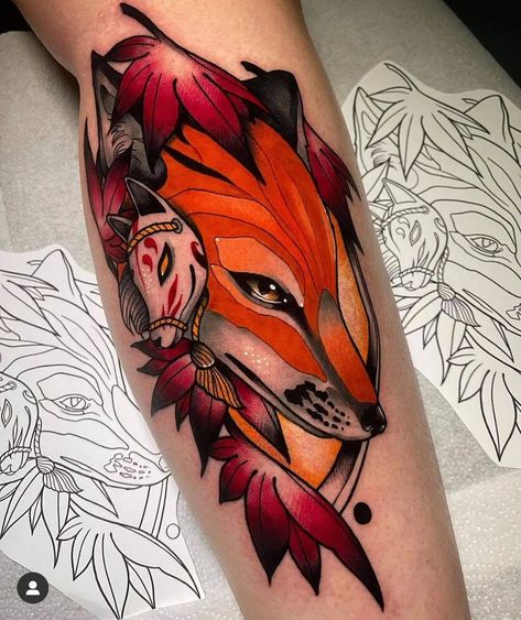 Amsterdam Tattoo, Lily Tattoo, Fox Tattoo, New School Tattoo, Neo Traditional, Old School Tattoo, Forearm Tattoo, Animal Tattoos, Tattoo Shop