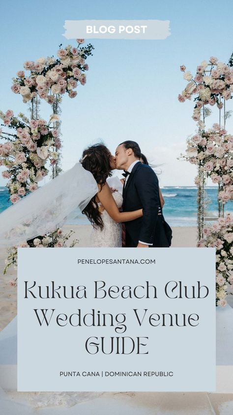 A must-read guide for planning your destination wedding in Kukua Beach Club & Restaurant in Punta Cana. Pearl Beach Club Punta Cana Wedding, Punta Cana Destination Wedding, Kukua Beach Club, Kukua Beach Club Weddings Punta Cana, Kukua Punta Cana Wedding, Dreams Macao Beach Punta Cana Weddings, Bistro Lights Wedding, Punta Cana Restaurants, Destination Wedding Punta Cana