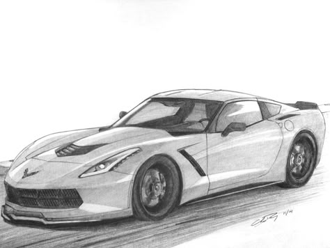 Corvette Stingray by ronincloud.deviantart.com on @DeviantArt Corvette Stingray Drawing, Corvette Painting, Corvette Drawing, Pencil Art Love, Car Drawing Pencil, Corvette Art, Mustang Art, C7 Stingray, Bmw Art