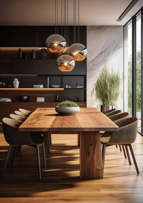 Interior design of stylish dining room table chair wood. | premium image by rawpixel.com Dining Room Centerpiece Ideas, Dining Room Ceiling Design, Curtains Dining Room, Room Ceiling Design, Dining Room Accent Wall, Diy Dining Room Table, Dining Room Bench Seating, Interior Design Dining, Dining Room Centerpiece