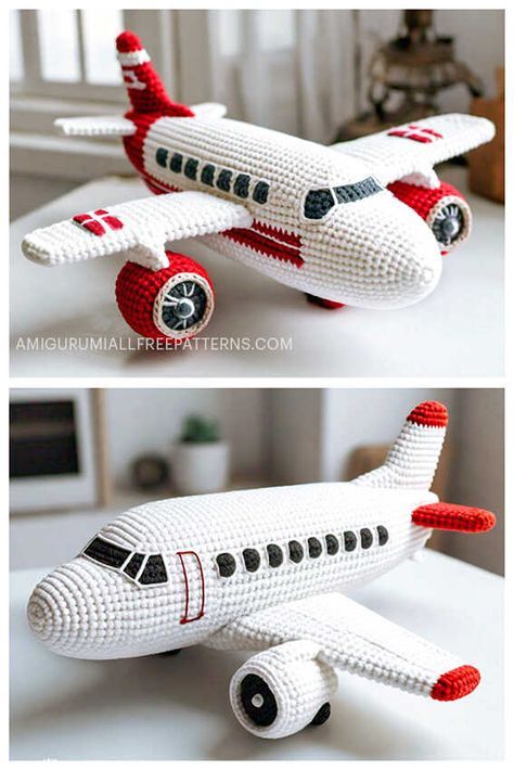 Amigurumi Airplane Free Pattern Plane Crochet Pattern Free, Airplane Crochet Pattern, Crochet Airplane Pattern Free, Crochet Toy Patterns Free, Crochet Helicopter, Plane Crochet, Airplane Crochet, Crochet Airplane, Crochet Cars