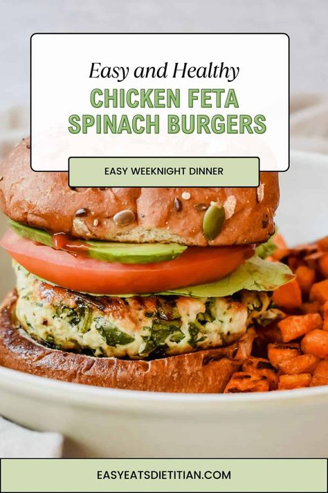 These chicken feta spinach burgers are made with a few simple ingredients and make for the most delicious and healthy, weeknight dinner! #chickenburger #easydinner #easyweeknightdinner #fallrecipes #easyfallrecipes #healthydinner Spinach Feta Chicken Burgers, Spinach And Feta Chicken, Spinach Feta Chicken, Spinach Burgers, Chicken Feta, Healthy Fall Dinner, Fall Dinners, Feta Chicken, Chicken Burger