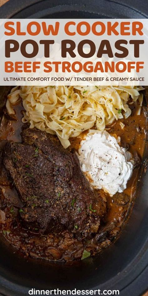 Comfy Crockpot Meals, Beef Stroganoff Crockpot No Mushrooms, Chuck Roast Crock Pot Recipes With Pepperoncini, Beef Chuck Roast Crockpot, Slow Cooker Chuck Roast Recipes Simple, Chuck Roast Recipes Stove, Pot Roast Stroganoff, Roast And Rice, Beef Chuck Roast Recipes Crockpot