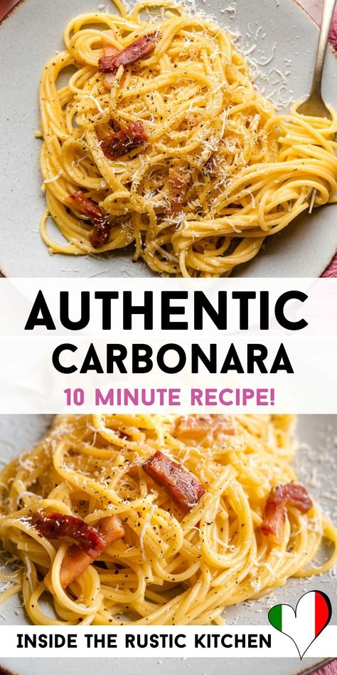 Authentic Italian Carbonara Recipe, Italian Carbonara, Guanciale Carbonara, Authentic Carbonara, Carbonara Pasta Authentic, Authentic Carbonara Recipe, Carbonara With Guanciale, Cabonara Recipes Easy, Carbonara Guanciale