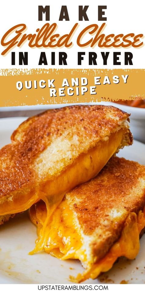 Make Grilled Cheese in Air Fryer Grilled Cheese In The Air Fryer Oven, Best Air Fryer Grilled Cheese, Air Fryer Sandwiches Recipes, Grill Cheese Air Fryer, Air Fried Grilled Cheese Sandwich, Air Fried Grilled Cheese, Air Fryer Toasted Sandwich, Airfryer Grilled Cheese, Air Fry Grilled Cheese Sandwich