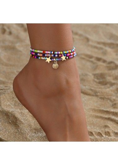 Multi Color Beaded Shell Anklets Set on sale only US$8.98 now, buy cheap Multi Color Beaded Shell Anklets Set at Rosewe.com Beaded Anklets Diy, Anklets Beads, Seed Bead Anklet, Bracelets With String, Beads Anklet, Anklets Diy, Seed Bead Art, Beaded Shell, Girly Bracelets