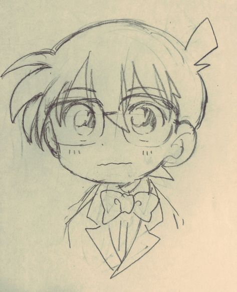 Detective Conan Sketch, Detective Conan Drawing, Conan Drawing, Detective Conan Fanart, Easy Chibi Drawings, Easy Manga Drawings, Anime Drawing Sketches, Cool Pencil Drawings, Meaningful Drawings