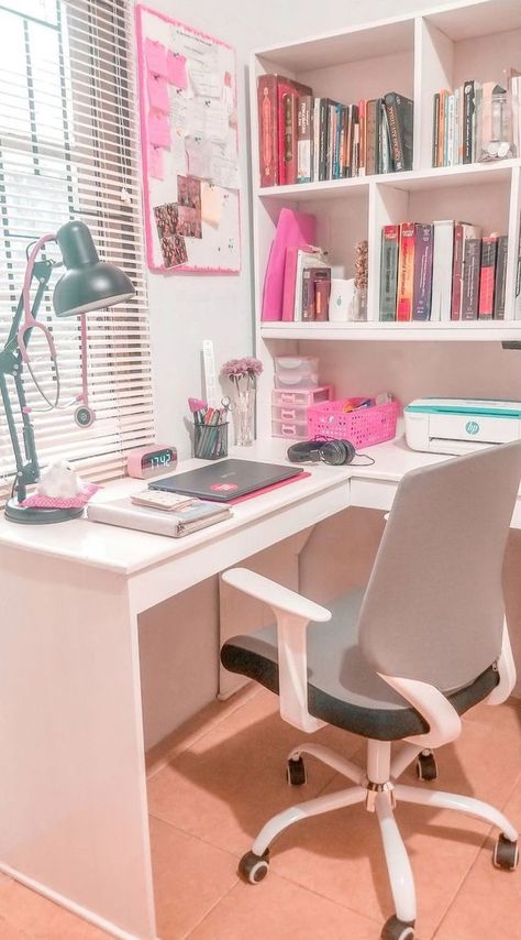 Aesthetic Bedroom With Study Table, How Decorate Bedroom, Girls Study Table, Office Must Haves Work, Study Room Ideas, Study Table Design, Small Bedroom Makeover, Study Table Designs, Small Room Design Bedroom