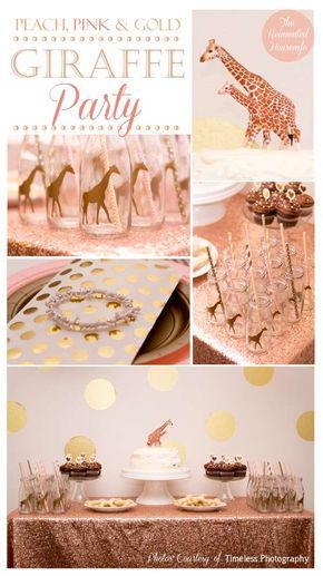 Glam giraffe birthday party! See more party ideas at CatchMyParty.com! Giraffe Theme Birthday Party, Giraffe Baby Shower Theme Girl, Giraffe Baby Shower Theme, Giraffe Birthday Parties, Giraffe Theme, Giraffe Party, Giraffe Birthday, Baby Shower Giraffe, Zoo Birthday