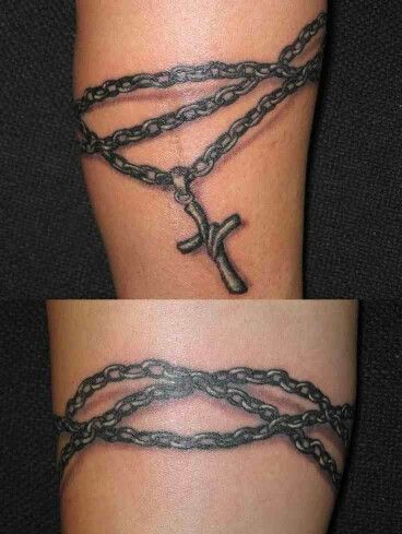 Liking the chain on this, I would just have a small piece though and it would be broken Cross Chain Tattoo, Chain Tattoo Men, Tree Tattoo Forearm, Bow Tattoo Designs, Around Arm Tattoo, Chain Tattoo, Necklace Tattoo, Free Tattoo Designs, Compass Tattoo Design